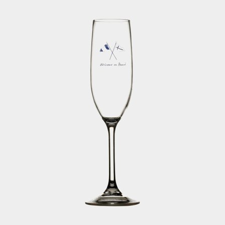 Champagneglas i plast Marine Business Welcome On Board, non-slip, vit/blå, 24 cl, 6-pack