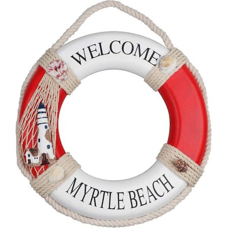 Puinen merellinen pelastusrengas koriste - seinä/ovi, ranta-aihe, uima-altaan kyltti