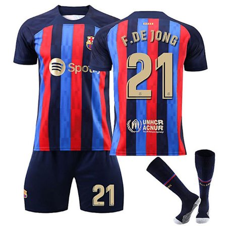 Barcelona Home Set T-shirt #21 Frenkie De Jong fodboldtrøje H