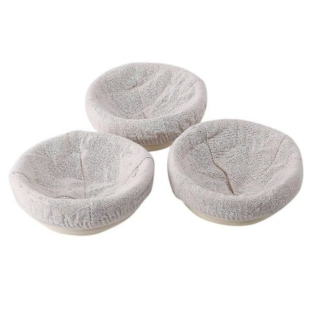 3-pakke 5 tommers brødhevingskurver, små for brød og 225g deig, naturlig rotting surdeigsbeholder