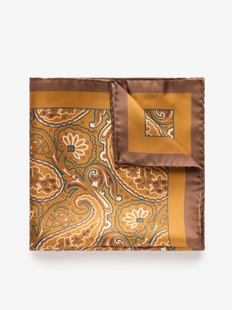 John Henric Men's Senfgelbes Paisley Einstecktuch Size Onesize
