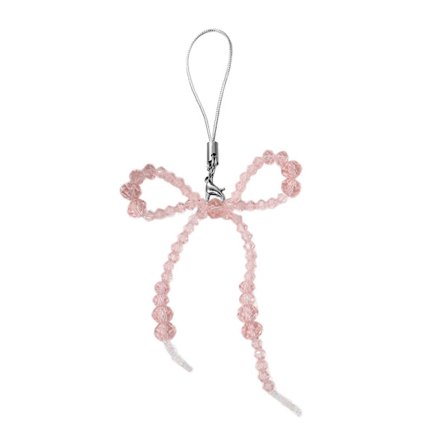 Mote Bowknot Mobiltelefonkjede Krystallsløyfer Anheng Nøkkelring Telefon Snor Mobiltelefon Hengende Tau for Kvinner Veske Sjarm Transparent