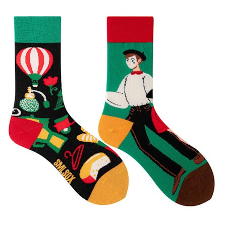 5 par Många stilar av AB-strumpor asymmetriska kreativa trendiga strumpor roliga par mandarinanka färgade mellanhöga strumpor