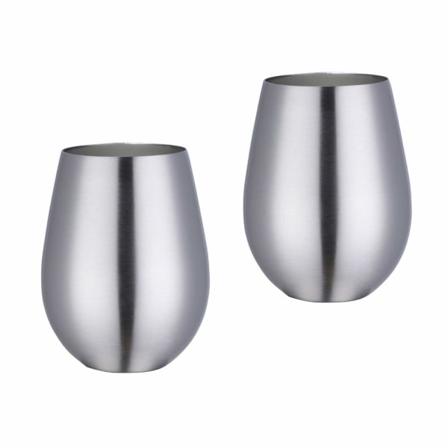 Vinglas Set om 2, Rostfritt Stål Okrossbar & Lätt Stjälklös Metall Dryck Tumbler Koppar(Silver) Silver