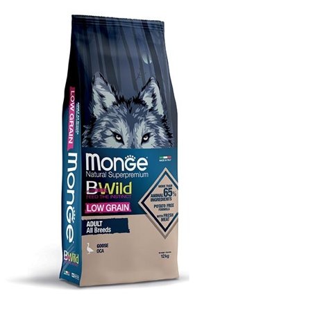 Monge B Wild Low Grain All Breeds con Oca Cibo Secco Per Cani