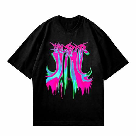 Kpop Stray Kids Rock Star Album T-skjorter Kvinner Menn Streetwear Korte Ermer Topper Fans T-skjorte Gave Svart Svart Svart Black S
