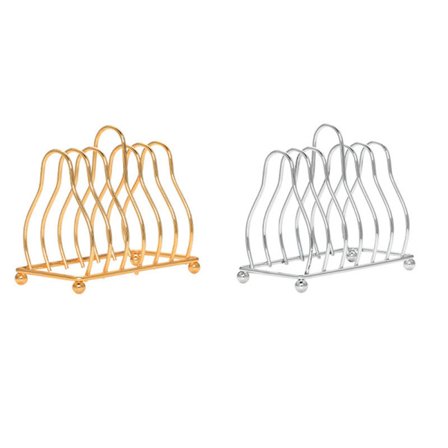 6 Skive Toast Rack i Rustfrit Stål Toast Rack Brødpladeholder Stående Bordservering 2 Stykker