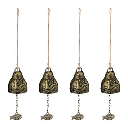 Feng Shui vindklokkesæt, 4x klokker med lykkesymboler