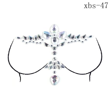 Musikfestival Kristall Borr Harts Bröst Tatuering Klistermärken Mode Självhäftande Akryl Scenframträdande Bröstvårta Sexiga Dekorationer