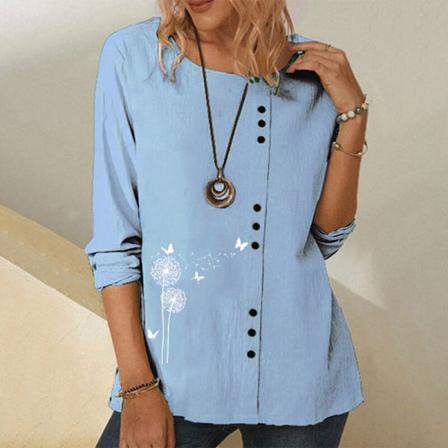 Långärmad T-shirt För Kvinnor Med Rund Hals