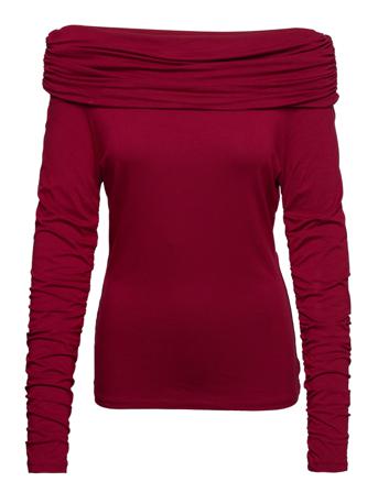 Slhanadi Drape Top Ls Blus Långärmad Röd Soaked In Luxury