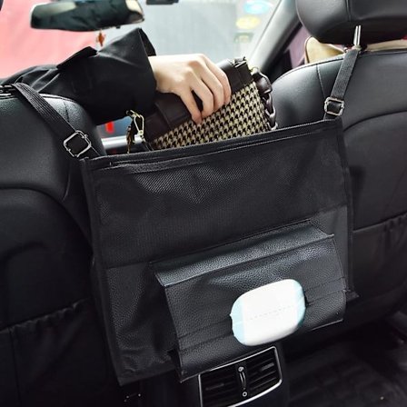 Läderficka för handväska i bilen - Handväskhållare för bilar mellan framsätena - Bilbarriärer för husdjur - Bilförvaring