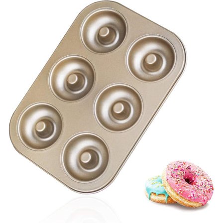 Donutform, Mini Donutforme Nonstick 6 Hulrum, Pladeforme til Bagning Kulstofstål Donutform, Bageplader til Ovn Sikker & Sund(1STK)