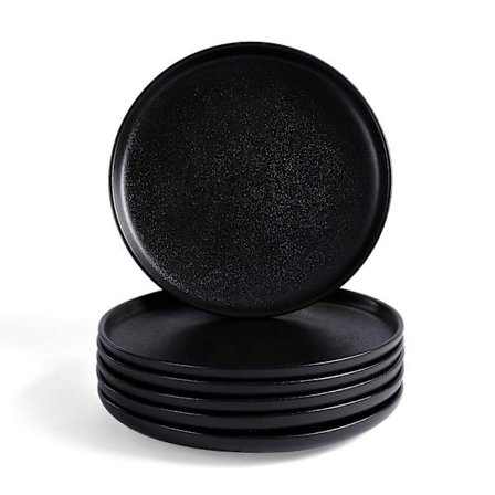 6-delars matt svart middagstallrikset för kök och mikrovågsugn [D]