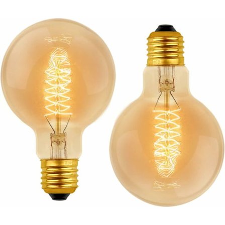 Vintage Globe Pære G80 E27 Dæmpbar 60W Varm Hvid 2700K 600lm Retro Spiral Wolfram Filament Lampe Pakke med 2