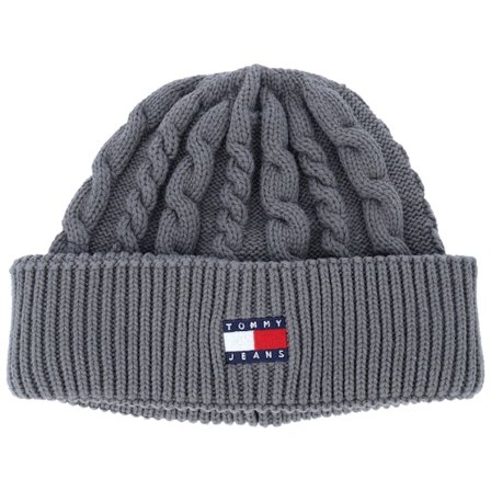 Tommy Hilfiger - Grå cuff Beanie - Tjm Heritage Cable Beanie Zinc Grey Cuff @ Hatstore