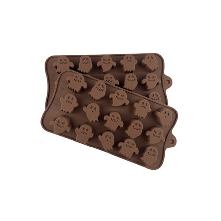 Halloween Silikonformar, 2 st 15 Spöklika Silikonformar Halloween Chokladformar Godisformar för Fudge, Godis, Choklad, Kakor, Gelé DIY