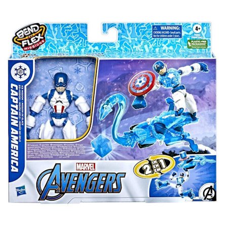 Marvel Avengers Figur, 2-i-1 Bend & Flex Ice Mission Captain America