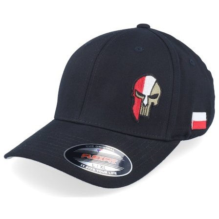 Army Head - Sort flexfit Kasket - Poland Army Skull Black Wooly Combed Flexfit @ Hatstore