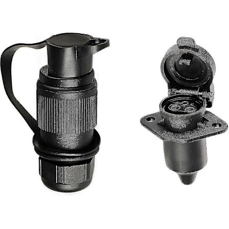 3-polet tilhengerplugg & 3-polet tilhengerstikk, 3-polet traktorplugg, 12V vanntett 3-polet tilhengerplugg-stikkontakt, for lastebil bobil bil båt 
