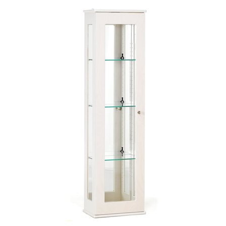 Glass display cabinet STARE, 420x260x1555 mm, white frame