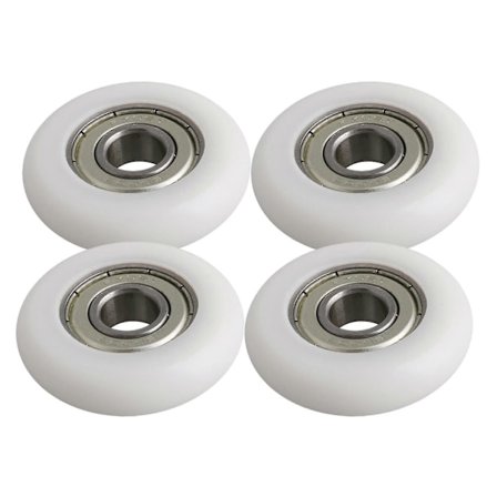 4 stk. Plast Kulelager Trinse Rundt Hjul 10x40x10mm Last 83kg Hvit