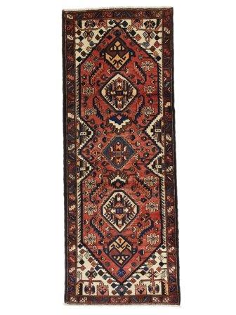 Hamadan Teppich Orientalischer Läufer Schwarz/Dunkelrot (Wolle, Persien)