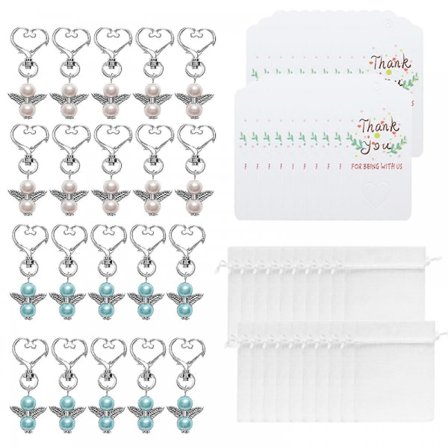 20 Set Angel Nyckelringar Pärlängelvingar Med Organza Påsar/Tack