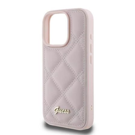 Guess Quilted Metal Logo Fodral för iPhone 16 Pro 6,3" Rosa - GUHCP16LPSQSQSP Rosa
