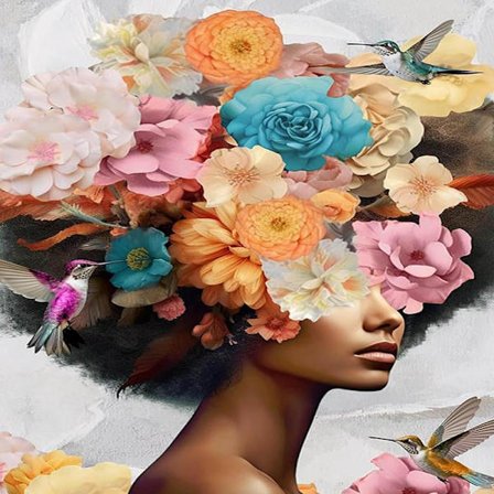 1 st Diamantmålningskit för Vuxna, Blomma Kvinna Full Borr Diamantprickar Målningar för Nybörjare, Rund 5D Pai