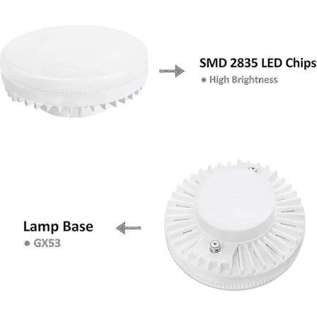 4 kpl GX53 LED-spottivalo 9W Lämmin valkoinen 3000K, 900LM, AC 230V, CFL-vastaava 15-18W, 120° heijastinlamppu, Ei himmennettävä [Energialuokka A+]