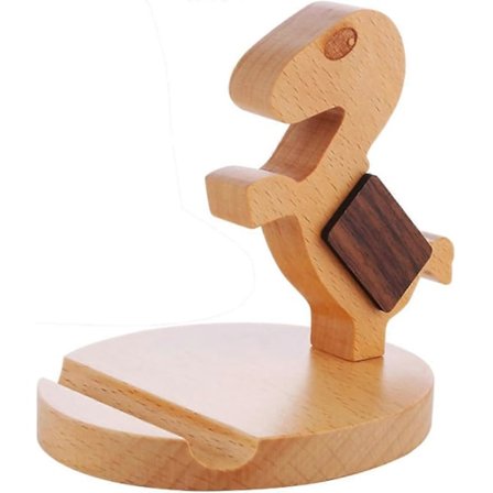 Mobilhållare i trä med laddningsställ