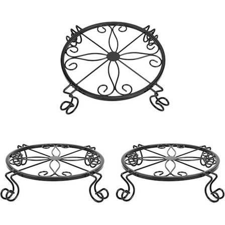 Metallinen kasviteline kukkaruukulle, tukeva ruukunpidike sisä- ja ulkokäyttöön, ruostumaton rauta, puutarhasäiliö, 3 kpl (musta) Musta