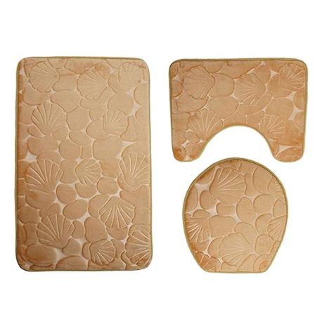 3 kpl/setti 3D simpukankuviointi pölytiivis vedenimevä kylpyhuoneen mattosetti (kultainen)?