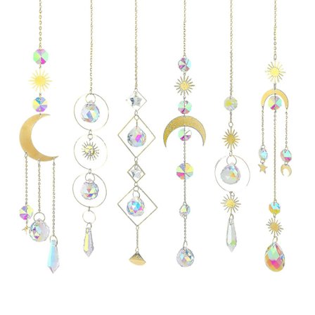 6 stk. Krystal Solskærm Til Vindue Ametyst Meditation Hængende Ornament Regnbuemager Med Krystal Væg Hængende Krystal Bil Hængende Ornament