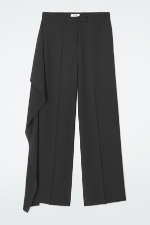 COS Femme Pantalon Droit Drapé Décontracté in Noir
