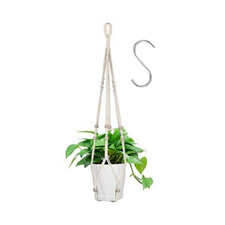 Hengende Plantepotter, 4-pakks Bomulls Tau Makrame Plante Henger Med 4 Hengende Kroker - 80cm & 100cm