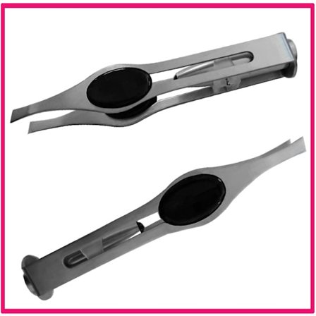 2-pakning pinsett med LED-belysning, sminkepinsett med belysning, presis pinsett i rustfritt stål, sølv