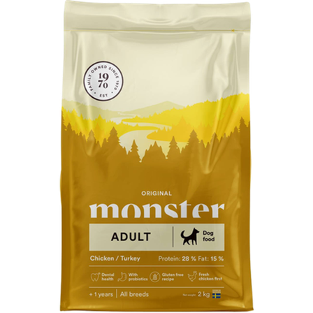 Monster Pet Food - Dog Original Adult Kylling/Kalkun All Breed 12 kg - Hund - Hundefôr & hundemat - Tørrfôr for hund - ZOO.no