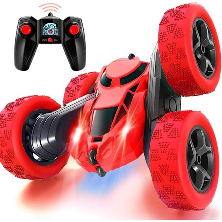 Fjernstyret Stuntbil RC Biler 2.4Ghz Dobbeltsidet 360° Roterende RC Crawler 4WD Off Road Drift Legetøj til Drenge og Piger Rød