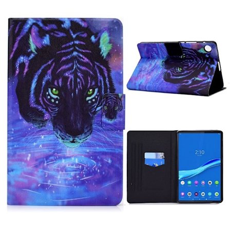 Lenovo Tab M10 FHD Plus læderetui med smukt mønster - Tiger