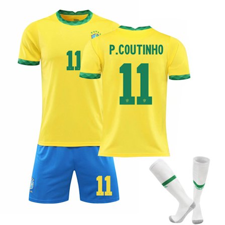 2021 Brasilien hem gul nr 10 Neymar nr 7 Paqueta nr 20 Vinicius fotbollströja set