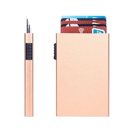 Magisk ID Bank Kreditkortshållare Smart Plånböcker Män Unisex ID-korthållare Fodral Metall Tunn Slim Pop Up Aluminium Minimalistisk Plånbok