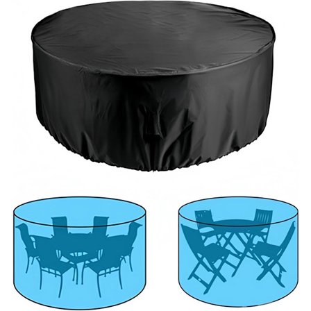 Rundt hagemøbeltrekk - Kraftig 210D utendørs rundt bordtrekk - Svart - 120*75 cm