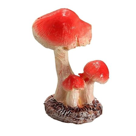 3 Hoved Rød Svamp Paddehat Miniature Fe Have Terrarium Figur mini hus Dekoration (2 x 1.5 x 3cm)