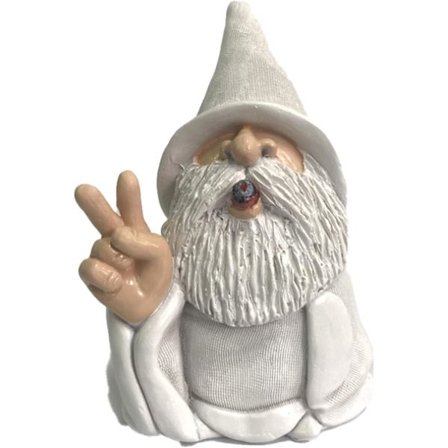 Røykende Hvit Trollmann Gnome Langfinger Statue Røykende Trollmann Gnomer Hagedekorasjoner Gnomer Hagedekorasjoner