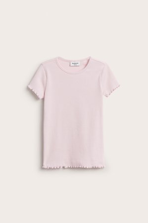 Kappahl | Kortärmad ribbad topp | Ljusrosa