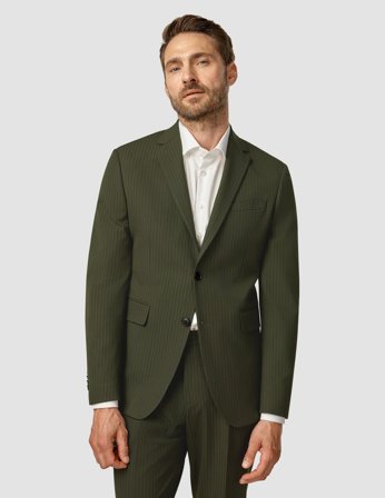 Shaping New Tomorrow - Essential Blazer - Moss Green Pinstripe - Regular Fit - Herre - Størrelse XL
