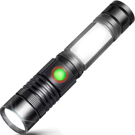 Lommelygte Super Lys Høj Lumen, Genopladelig, Mini Kraftfuld, 1 Pakke, Sort