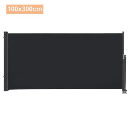 UISEBRT sisäänvedettävä sivumarkiisi - antrasiitti - aurinkosuoja - tuulensuoja - 100 x 300 cm